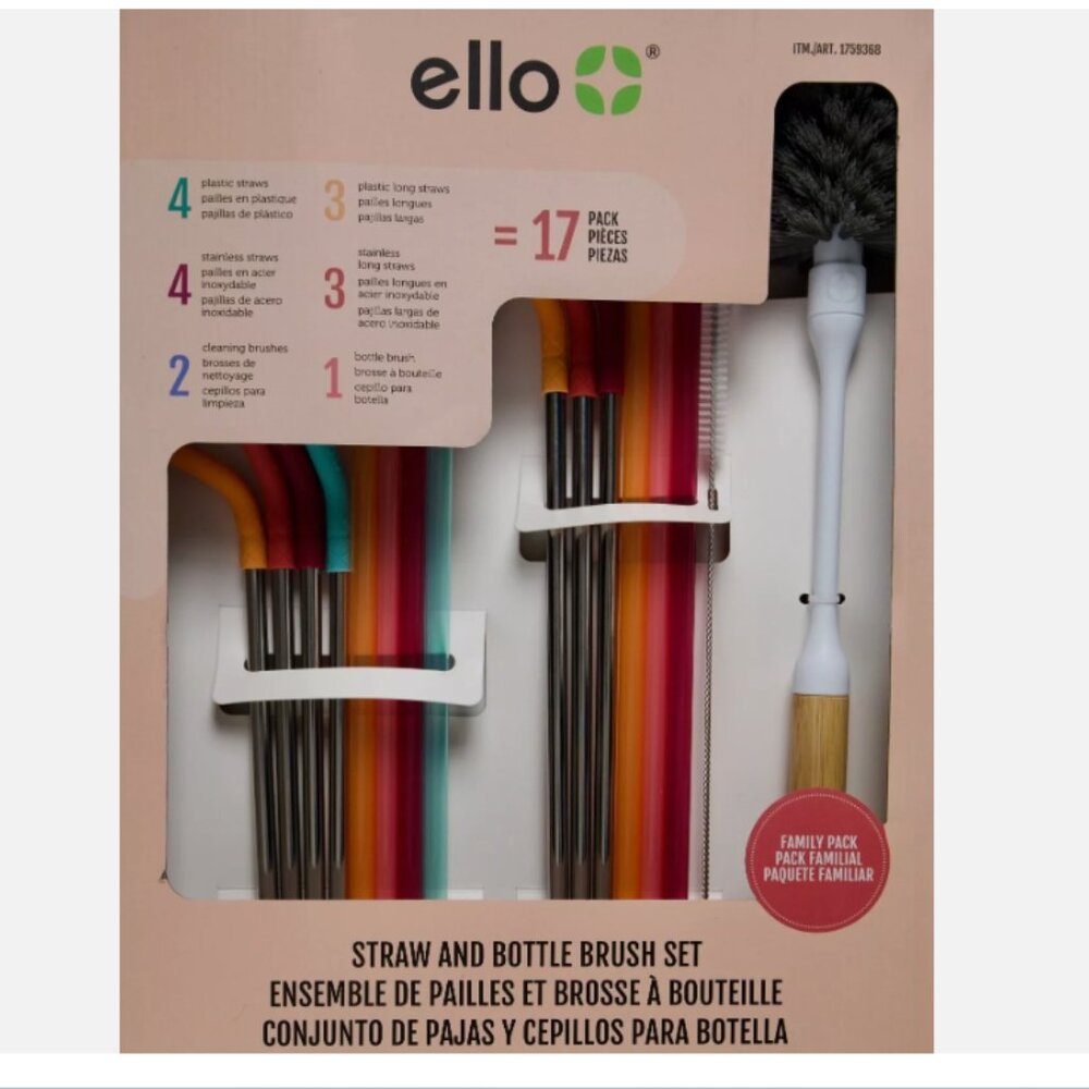 Ello Straw and Bottle Set 17-piece